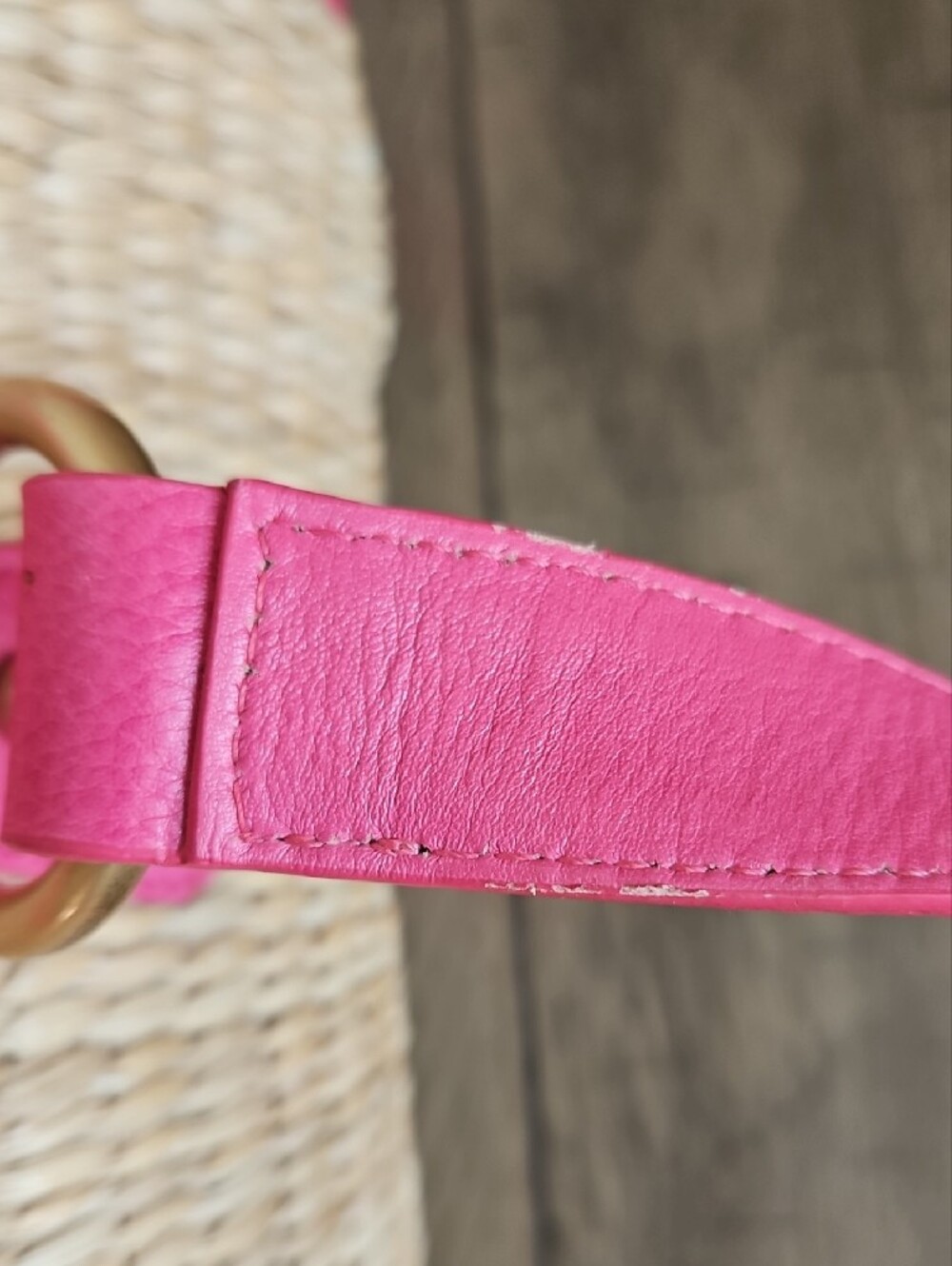 Y2K Juicy Couture Pink Straw Leather Trim Bag with Cherry Charm Coquette Rare - Picture 12 of 16